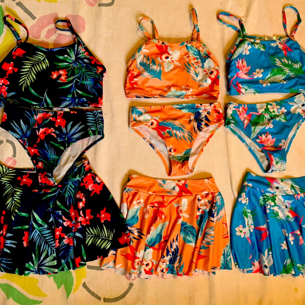Size 12 girls bathing suits with cover up skirt